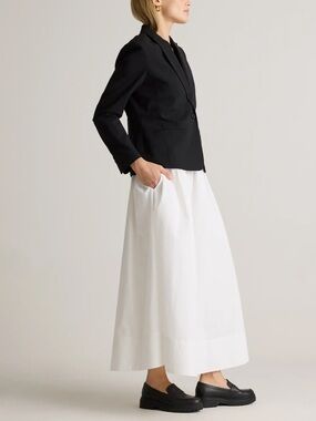 QUINCE NWT 100% Organic Collon Poplin A-line Maxi Skirt -classic white -medium